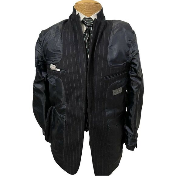 NWT KILGOUR Savile Row London Men's Sports Coat Navy Blue Striped Wool Size 38 R - Picture 6 of 10